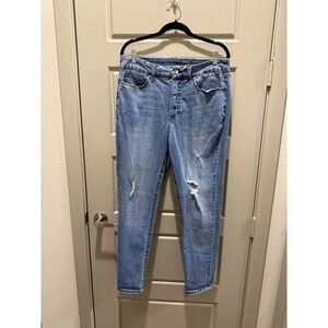 Seven7 Skinny Jeans Womens 14 Medium Wash Distressed Stretch